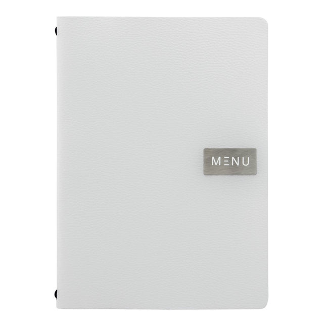 Securit® Leather Raw A4 White Front-of-House Set – 10 Menu Holders + 10 Stainless Steel Bill Presenters | Hospitality Trade Pack - hospitality