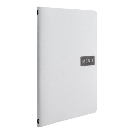 Securit® Leather Raw A4 White Front-of-House Set – 10 Menu Holders + 10 Stainless Steel Bill Presenters | Hospitality Trade Pack - hospitality
