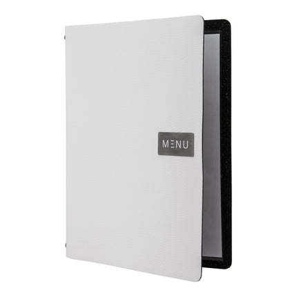 Securit® Leather Raw A4 White Front-of-House Set – 10 Menu Holders + 10 Stainless Steel Bill Presenters | Hospitality Trade Pack - hospitality