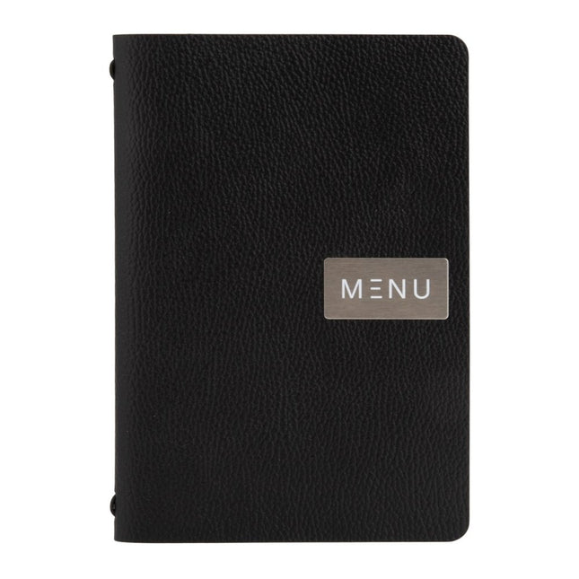 Securit® Leather Raw A5 Black Menu Set – 10 Menu Holders + 20 Extra Pouches | Hospitality Trade Pack - hospitality
