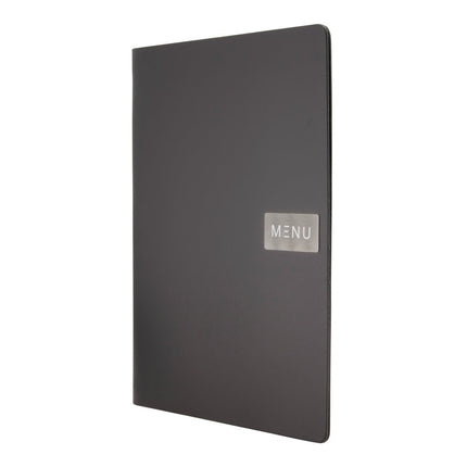 Securit® Leather Royal A4 Black Front-of-House Set – 10 Menu Holders + 10 Beechwood Bill Presenters | Hospitality Trade Pack - hospitality