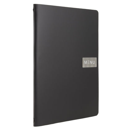 Securit® Leather Royal A4 Black Menu Set – 10 Menu Holders + 20 Extra Pouches | Hospitality Trade Pack - hospitality
