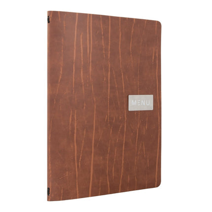 Securit® Leather Ruga A4 Brown Front-of-House Set – 10 Menu Holders + 10 Teak Block Bill Presenters | Hospitality Trade Pack - hospitality