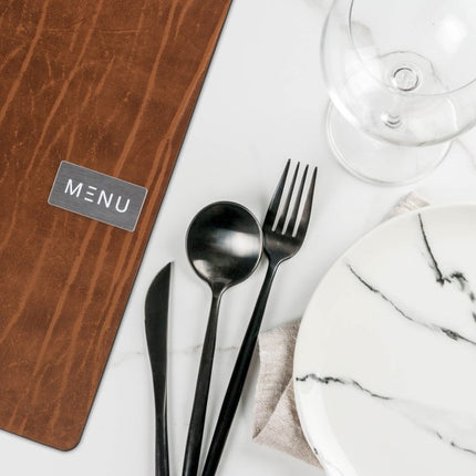 Securit® Leather Ruga A4 Brown Menu Set – 10 Menu Holders + 20 Extra Pouches | Hospitality Trade Pack - hospitality