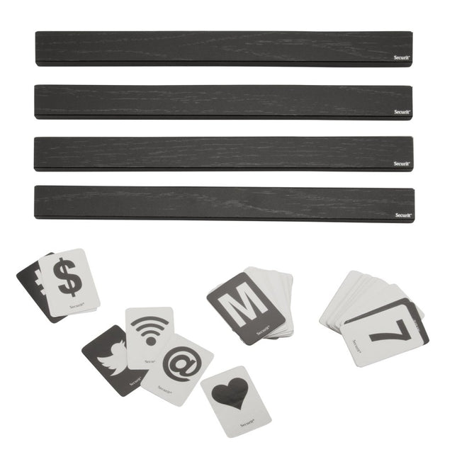 Securit Letter Shelf Wall Board Black 2.5x25x1cm 6 Pack - hospitality