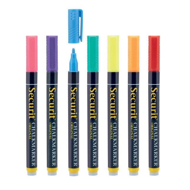 Securit Liquid Chalk Markers Assorted Primary Colors Pack Of 12 14x1.5cm - hospitality