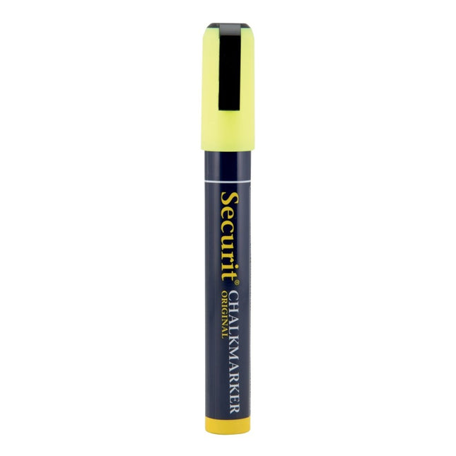 Securit Liquid Chalk Markers Yellow Pack of 12 for Non Porous Surfaces - hospitality