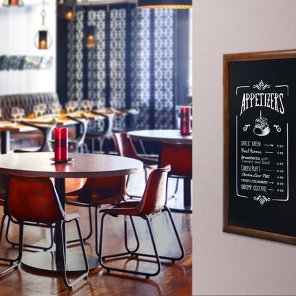 Securit® Long Rubberwood Wall Chalkboard in Dark Brown 56x100 cm Chalkboard Set – Board + Waterproof Markers + Cleaner | Hospitality Trade Pack - hospitality
