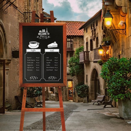 Securit® Mahogany Easel 165 cm + Mahogany Chalkboard 70x90 cm + Waterproof Markers Easel Chalkboard Set | Hospitality Trade Pack - hospitality