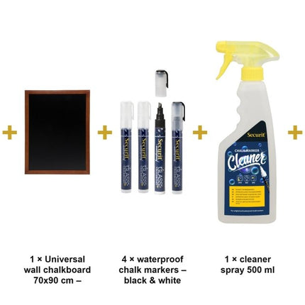 Securit® Mahogany Easel 165 cm + Mahogany Chalkboard 70x90 cm + Waterproof Markers Easel Chalkboard Set | Hospitality Trade Pack - hospitality