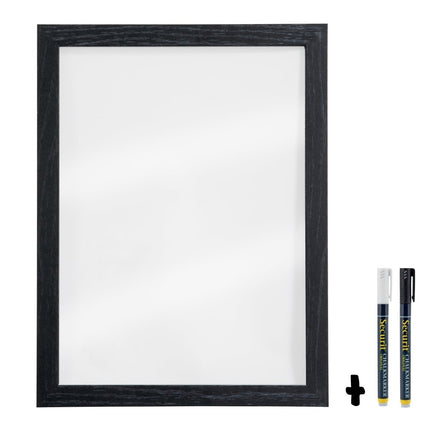 Securit® Medium Woody Transparent Wall Chalkboard in Black 30x40 cm (Pack of 6) Chalkboard Set – Boards + Waterproof Markers + Cleaner | Hospitality Trade Pack - hospitality