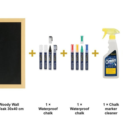 Securit® Medium Woody Wall Chalkboard in Teak 30x40 cm (Pack of 6) Chalkboard Set – Boards + Waterproof Markers + Cleaner | Hospitality Trade Pack - hospitality