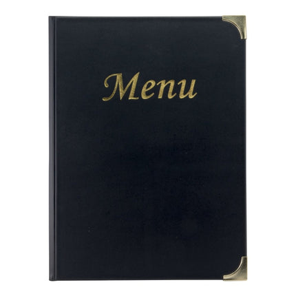 Securit Menu Holders Basic Black 31x23.5x0.8 cm Pack of 10 Display 8 A4 Pages - hospitality