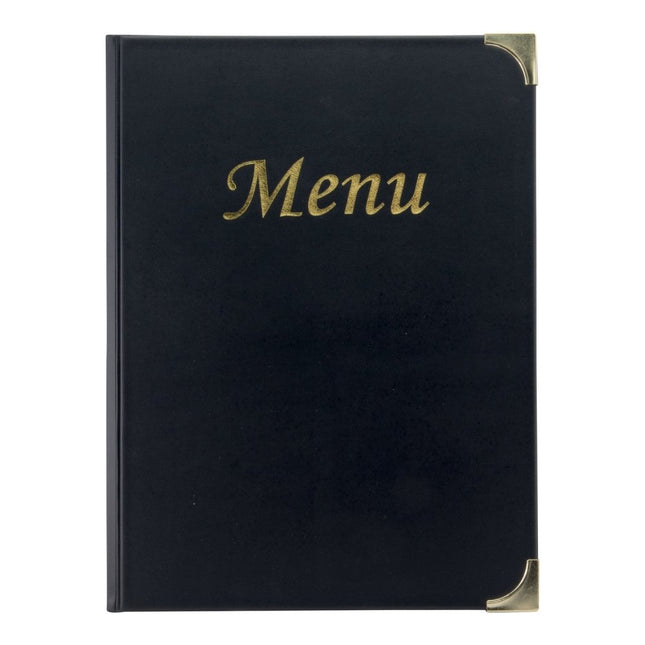 Securit Menu Holders Basic Black 31x23.5x0.8 cm Pack of 10 Display 8 A4 Pages - hospitality