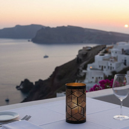 Securit® Metal Tealight Holder Set Santorini – Black & Gold – 6 x Set of 4 | Hospitality Table Lighting - hospitality