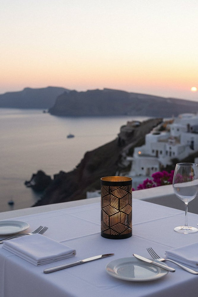 Securit® Metal Tealight Holder Set Santorini – Black & Gold – 6 x Set of 4 | Hospitality Table Lighting - hospitality