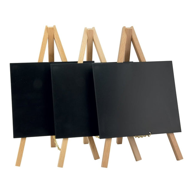 Securit® Mini Easel Beech (10 Sets of 3) Table Chalkboard Set – 30 Easels + White Markers | Hospitality Trade Pack - hospitality
