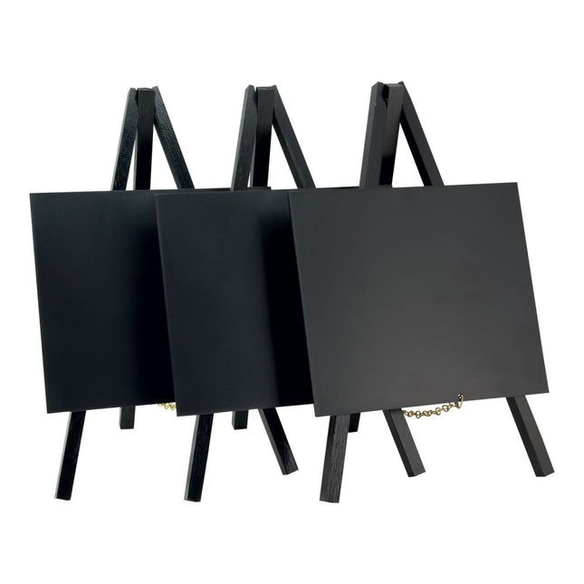 Securit® Mini Easel Black (10 Sets of 3) Table Chalkboard Set – 30 Easels + White Markers | Hospitality Trade Pack - hospitality