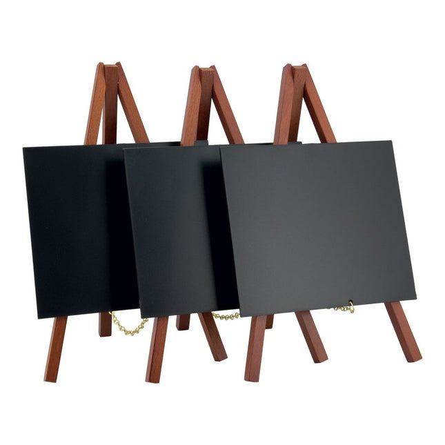 Securit® Mini Easel Mahogany (10 Sets of 3) Table Chalkboard Set – 30 Easels + White Markers | Hospitality Trade Pack - hospitality