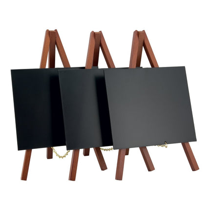 Securit® Mini Easel Mahogany (10 Sets of 3) Table Chalkboard Set – 30 Easels + White Markers | Hospitality Trade Pack - hospitality