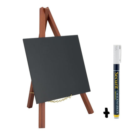 Securit Mini Table Chalkboards With Chalk Marker Mahogany Pack Of 6 - hospitality