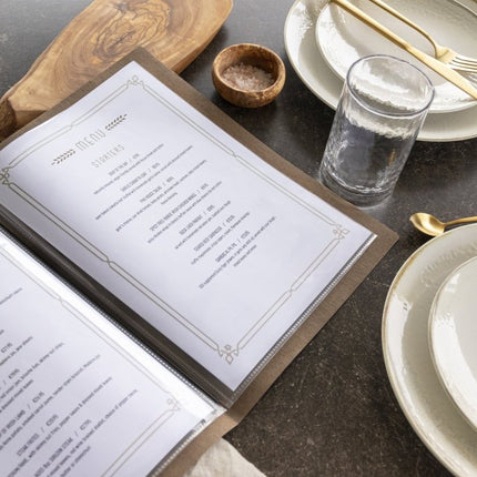 Securit® Nature A4 Brown Front-of-House Set – 10 Menu Holders + 10 Bill Presenters | Hospitality Trade Pack - hospitality