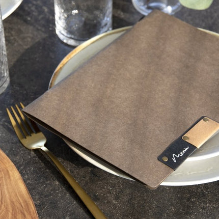 Securit® Nature A5 Brown Menu Set – 10 Menu Holders + 20 Extra Pouches | Hospitality Trade Pack - hospitality