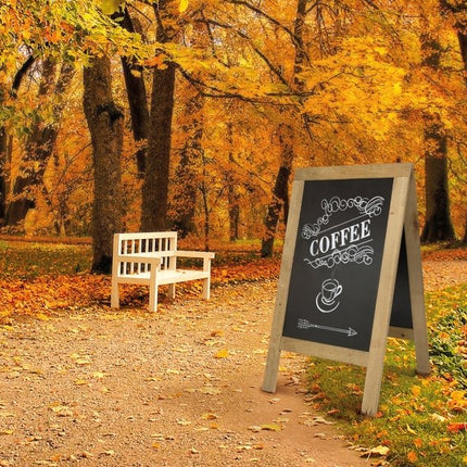 Securit® Nature Large Beechwood Pavement Board 135 cm Lit Pavement Sign Set – Board + LED Lamp + Wind Stopper + Markers | Hospitality Trade Pack - hospitality
