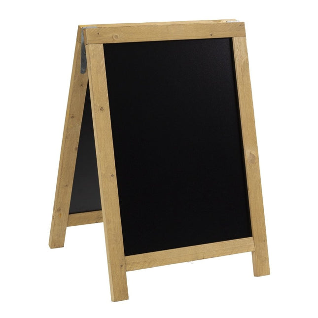 Securit® Nature Small Beechwood Pavement Board 85 cm Lit Pavement Sign Set – Board + LED Lamp + Wind Stopper + Markers | Hospitality Trade Pack - hospitality