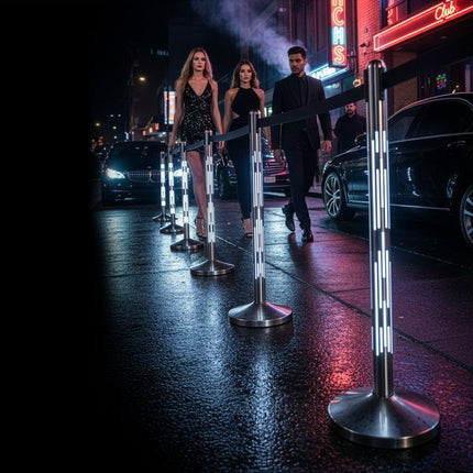 Securit® Nova RGB LED Barrier System – Stainless Steel & Silver 32x101x32cm | Queue & Entrance Control - hospitality