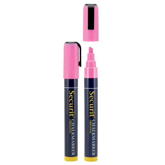 Securit Pink Chalkmarkers Blister Pack 18 14.5x1.5x2cm Non Toxic - hospitality