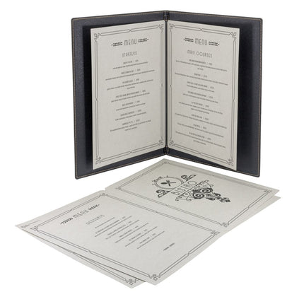 Securit® Premium A4 Paper Menu Card Inserts in Gray 42x29,5x1cm – 4 x Set of 50 | Restaurant Menu Covers - hospitality
