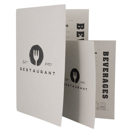 Securit® Premium A4 Paper Menu Card Inserts in Gray 42x29,5x1cm – 4 x Set of 50 | Restaurant Menu Covers - hospitality