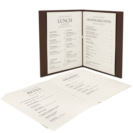 Securit® Premium A4 Paper Menu Card Inserts in Ivory 42x29,5x1cm – 4 x Set of 50 | Restaurant Menu Covers - hospitality