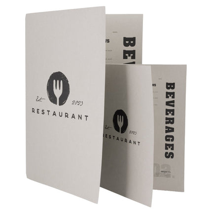 Securit® Premium A5 Paper Menu Card Inserts in Gray 30x21x1cm – 4 x Set of 50 | Restaurant Menu Covers - hospitality