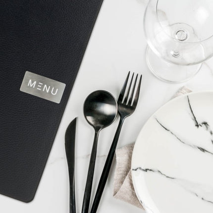 Securit® Raw Leather Black Ready Table Set for 10 Tables – Lamps + Menu Holders + Bill Presenters + Table Numbers | Hospitality Trade Pack - hospitality