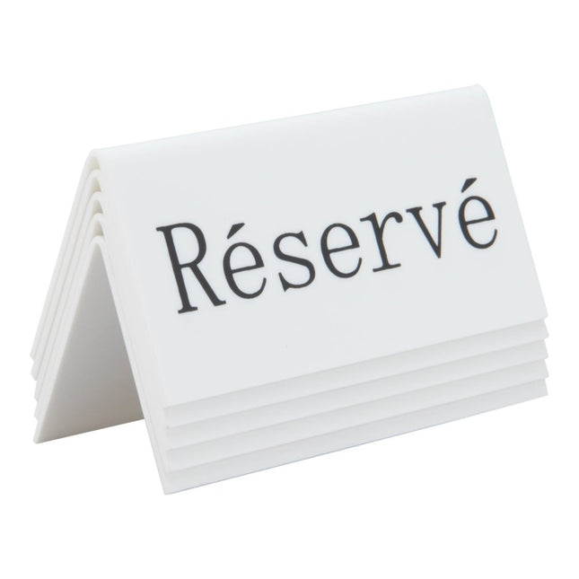 Securit Reservation Table Signs White Acrylic 5x10x4.5 cm Pack of 6 - hospitality