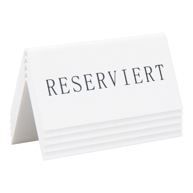 Securit Reservation Table Signs White Acrylic Stands 5x10x4.5 cm Pack Of 6 - hospitality