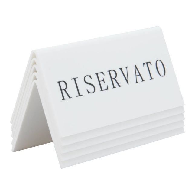 Securit Reservation Table Stands White Acrylic Riservato Pack of 6 - hospitality