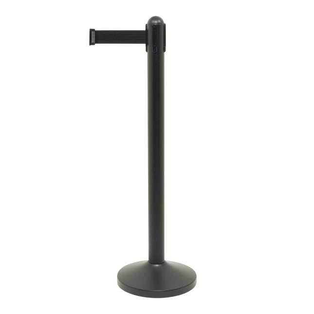 Securit® Retractable Barrier Set with Black Nylon Strap | Queue & Entrance Control - hospitality