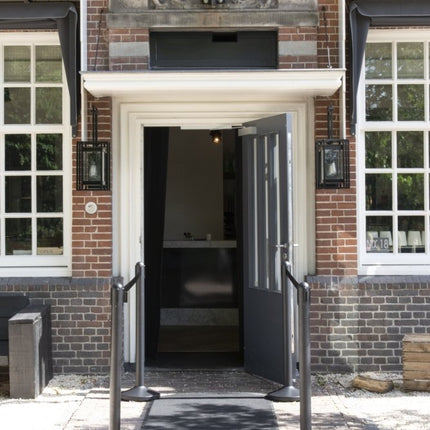 Securit® Retractable Barrier Set with Black Nylon Strap | Queue & Entrance Control - hospitality