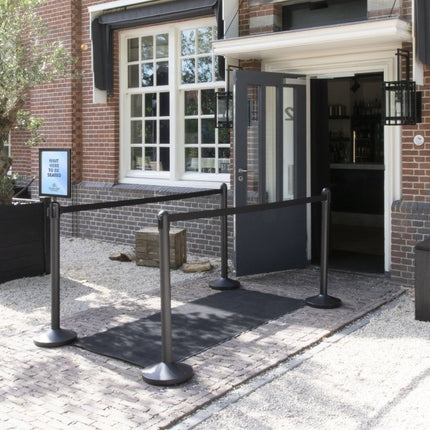 Securit® Retractable Barrier Set with Black Nylon Strap | Queue & Entrance Control - hospitality