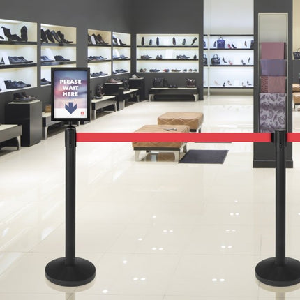 Securit® Retractable Barrier Set with Red Nylon Strap 33x93x33cm – 2 x Set of 2 | Queue & Entrance Control - hospitality