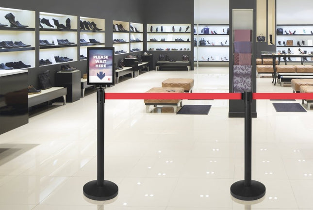 Securit® Retractable Barrier Set with Red Nylon Strap 33x93x33cm – 2 x Set of 2 | Queue & Entrance Control - hospitality