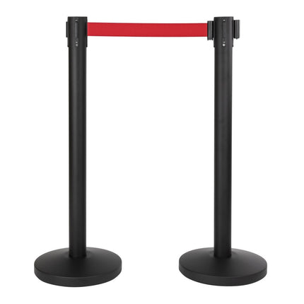 Securit® Retractable Barrier Set with Red Nylon Strap 33x93x33cm – 2 x Set of 2 | Queue & Entrance Control - hospitality