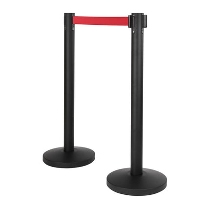 Securit® Retractable Barrier Set with Red Nylon Strap 33x93x33cm – 2 x Set of 2 | Queue & Entrance Control - hospitality