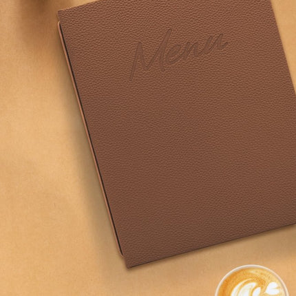 Securit® Signature A4 Brown Menu Set – 10 Menu Holders + 20 Extra Pouches | Hospitality Trade Pack - hospitality