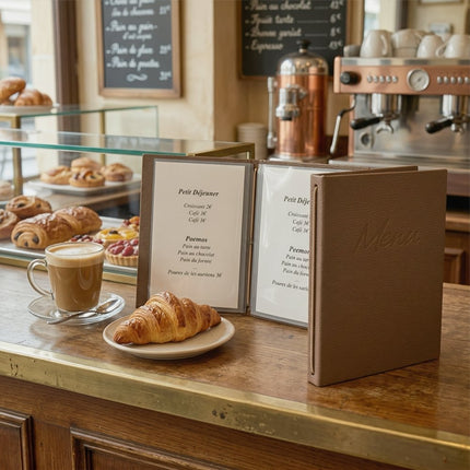 Securit® Signature A5 Brown Menu Set – 10 Menu Holders + 20 Extra Pouches | Hospitality Trade Pack - hospitality
