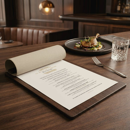 Securit® Signature Clipboard A4 in Walnut 23x32x1,5cm – Pack of 10 | Restaurant Menu Covers - hospitality