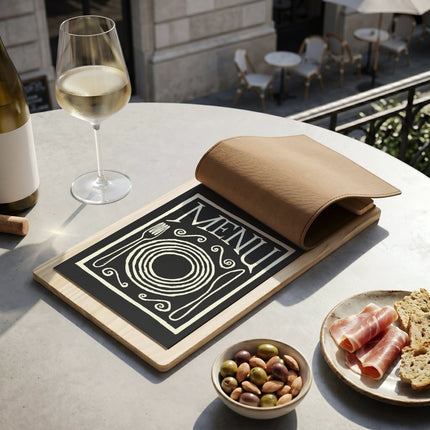 Securit® Signature Clipboard A45 in Beech 18,5x32x1,5cm – Pack of 10 | Restaurant Menu Covers - hospitality